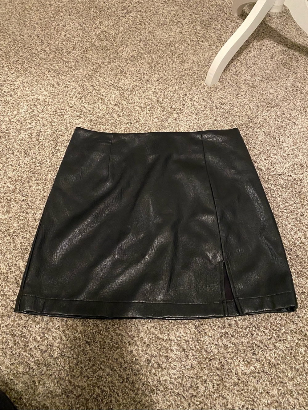 Black Faux Leather Mini Skirt with Side Slit by Wild Fable Size M
